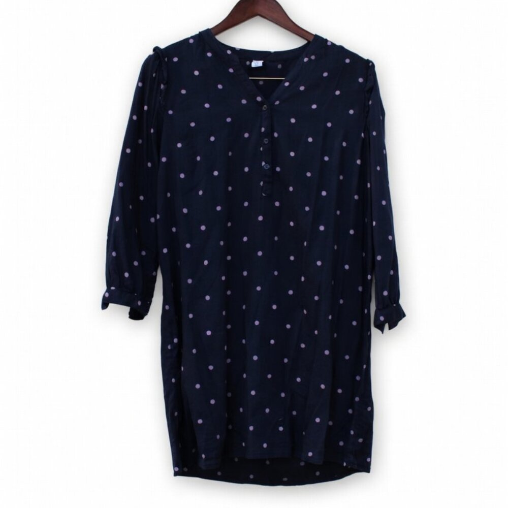 Old Navy Navy Blue Polka Dot Ruffle Tunic - Medium Petite